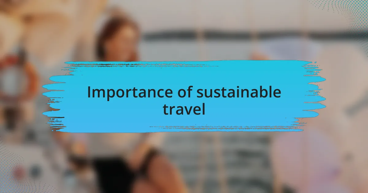 Importance of sustainable travel